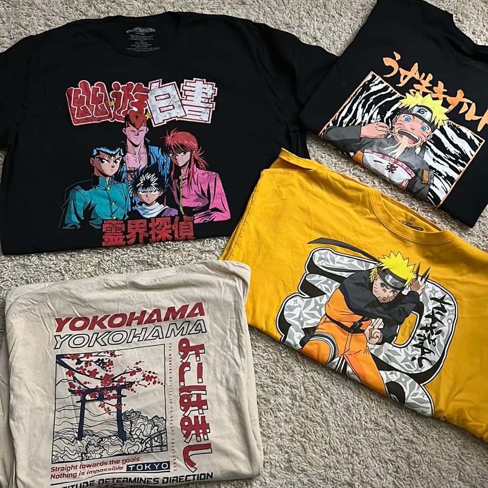 Mens 4 piece anime tee set